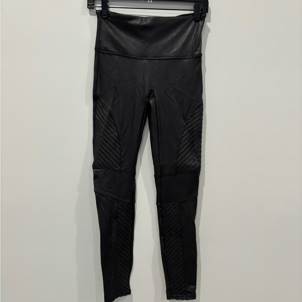 SPANX Black Faux Leather Leggings-size medium - Picture 8 of 16